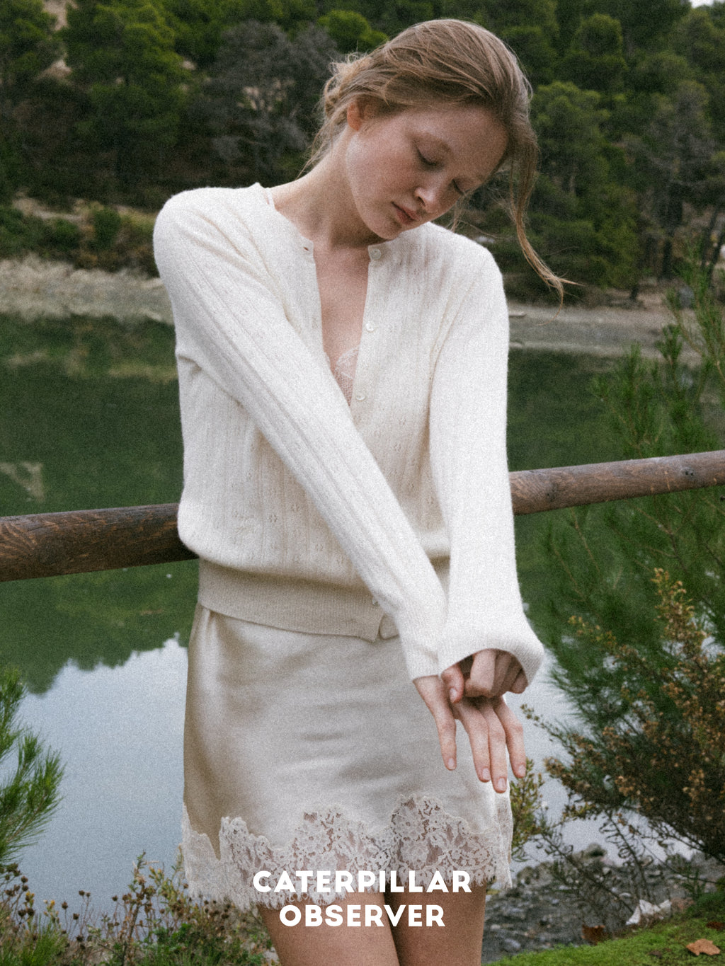 The Lena Cardigan in Undyed White